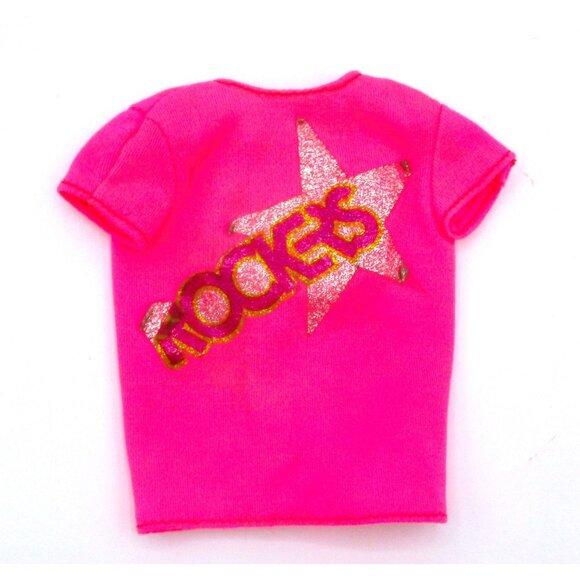 Vintage Barbie Doll Rockers Glitter Pink T-Shirt Concert Top Mattel - Picture 1 of 1